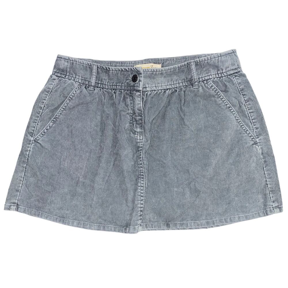 London Jean Low Rise Corduroy Mini Skirt Size 10 Gray Chino Stretch Y2K Retro - Picture 1 of 3
